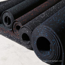 Rubber Flooring in Roll for Gym Floor, Black SBR+ Colorful EPDM Flecks